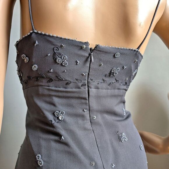 Vintage Y2K Phoebe Maxi Dress Gray Beaded Fairycore Regency Prom Size 10P - Picture 10 of 14